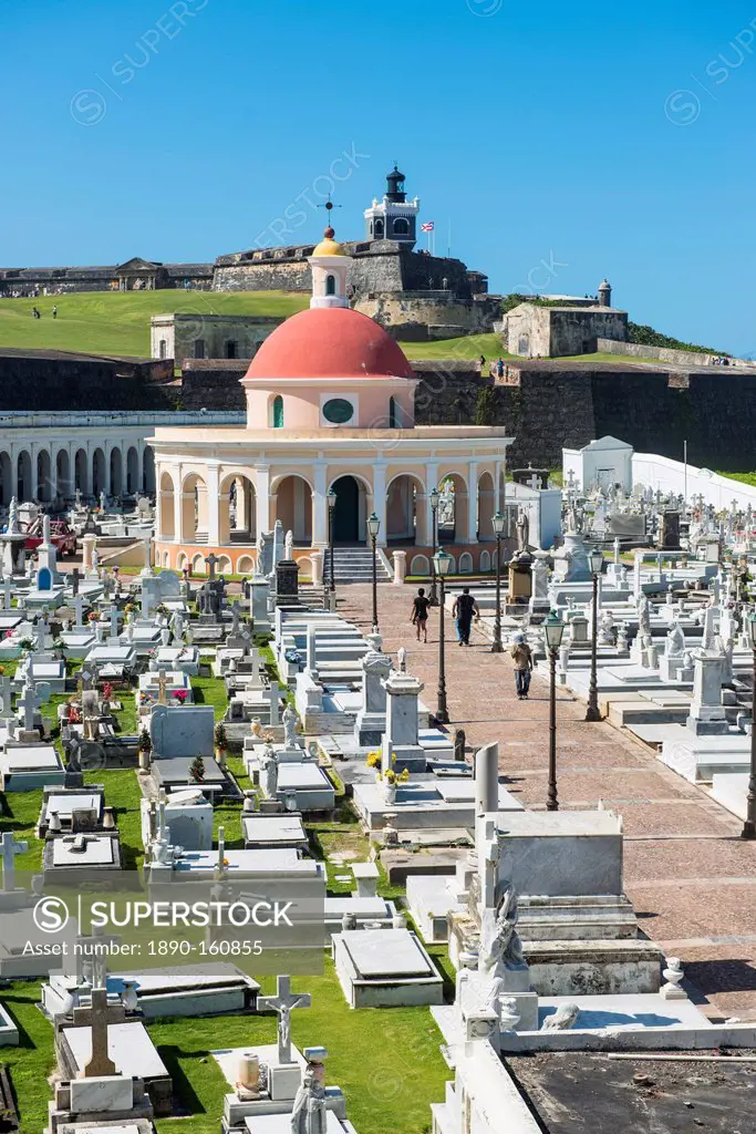 Cemetery in castle of San Felipe del Morro, UNESCO World Heritage Site, San Juan Historic Site, Puerto Rico, West Indies, Caribbean, Central America