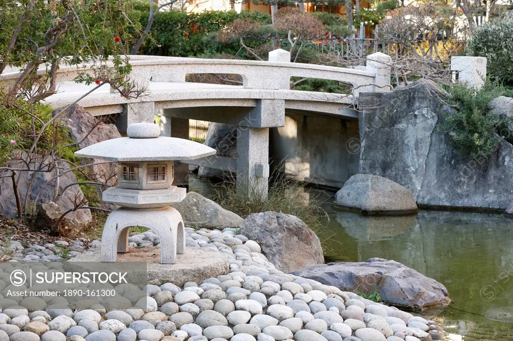 Stone lanterns, Japanese garden, Monaco, Europe
