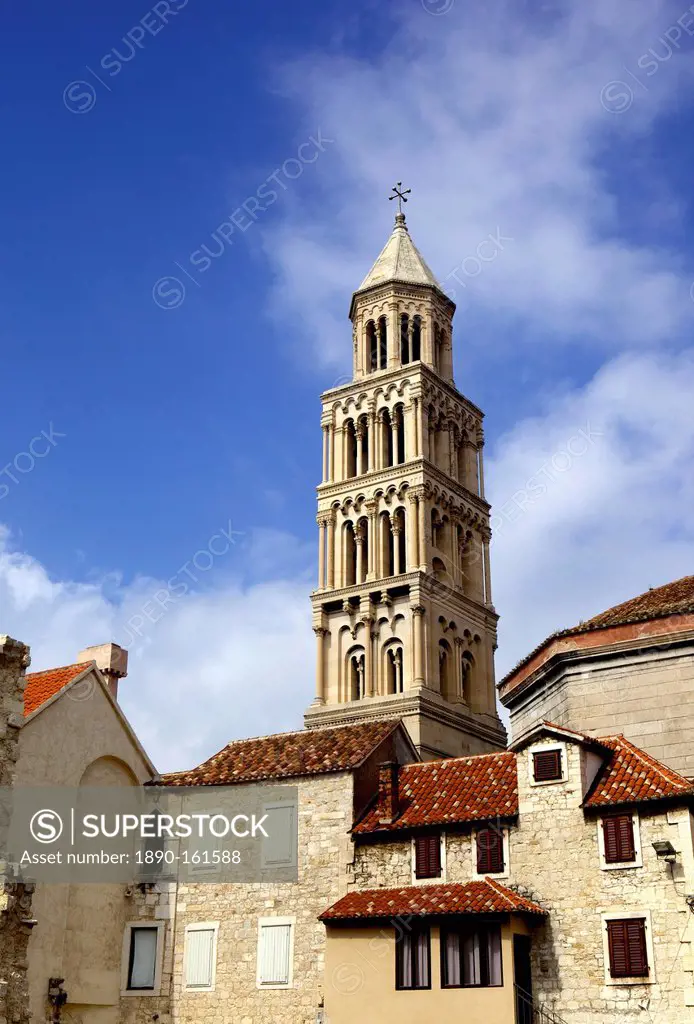 The Campanile (bell tower) of Cathedral of St. Domnius, Split, Dalmatian coast, Croatia, Europe