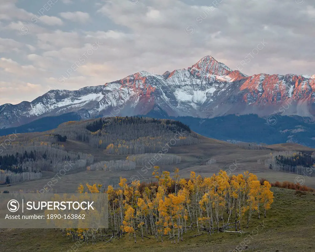 Wilson Peak with a dusting of snow in the fall, San Juan National Forest, Colorado, United States of America, North America