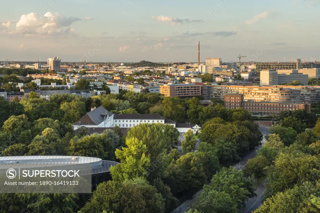 View of Berlin skyline from Siegessaule, Berlin, Germany, Europe