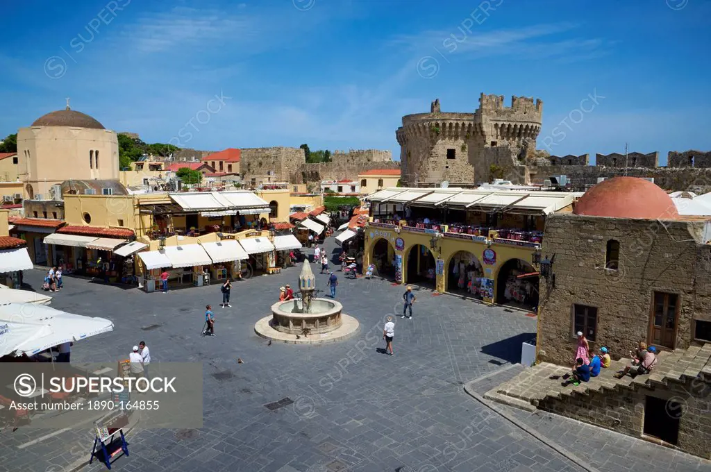 Ipocratous (Hippocrates) Square, UNESCO World Heritage Site, Rhodes City, Rhodes, Dodecanese, Greek Islands, Greece, Europe
