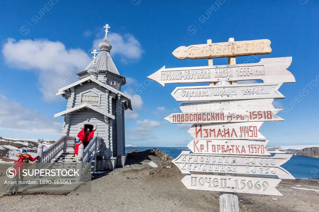 Eastern Orthodox Trinity Church, Bellingshausen Russian Station, Collins Harbour, King George Island, South Shetland Islands, Antarctica, Polar Region...