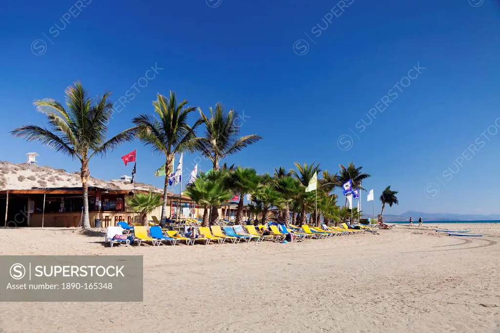 Beach bar at Playa de Sotavento, Risco del Paso, Fuerteventura, Canary Islands, Spain, Atlantic, Europe