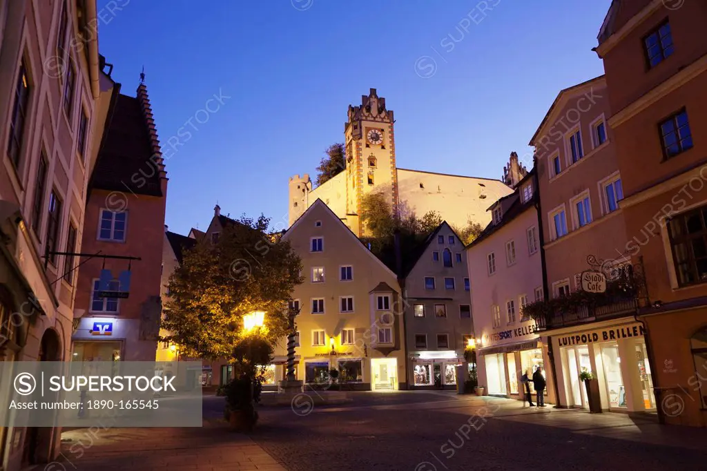Old town with Hohes Schloss Castle, Fussen, Ostallgau, Allgau, Bavaria, Germany, Europe