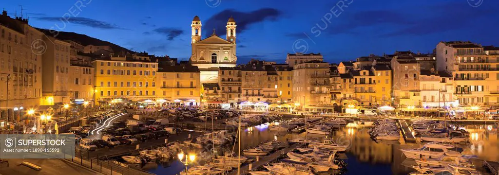 Old town with Old Harbour and Jean Baptiste church, Bastia, Corsica, France, Mediterranean, Europe