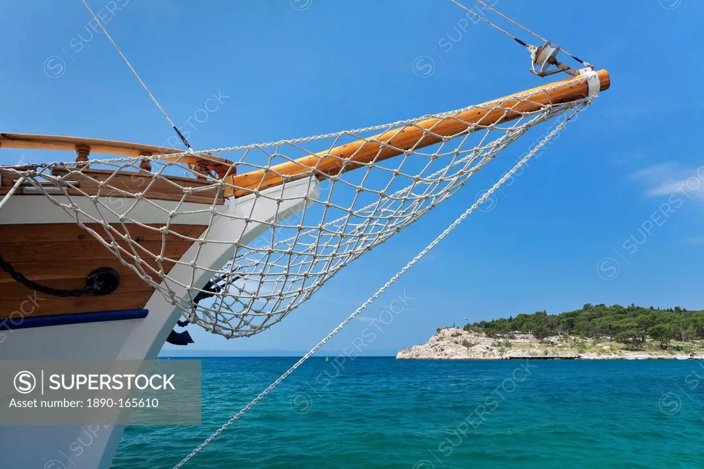 Ship's hull and blue sea, Makarska, Makarska Riviera, Dalmatia, Croatia, Europe