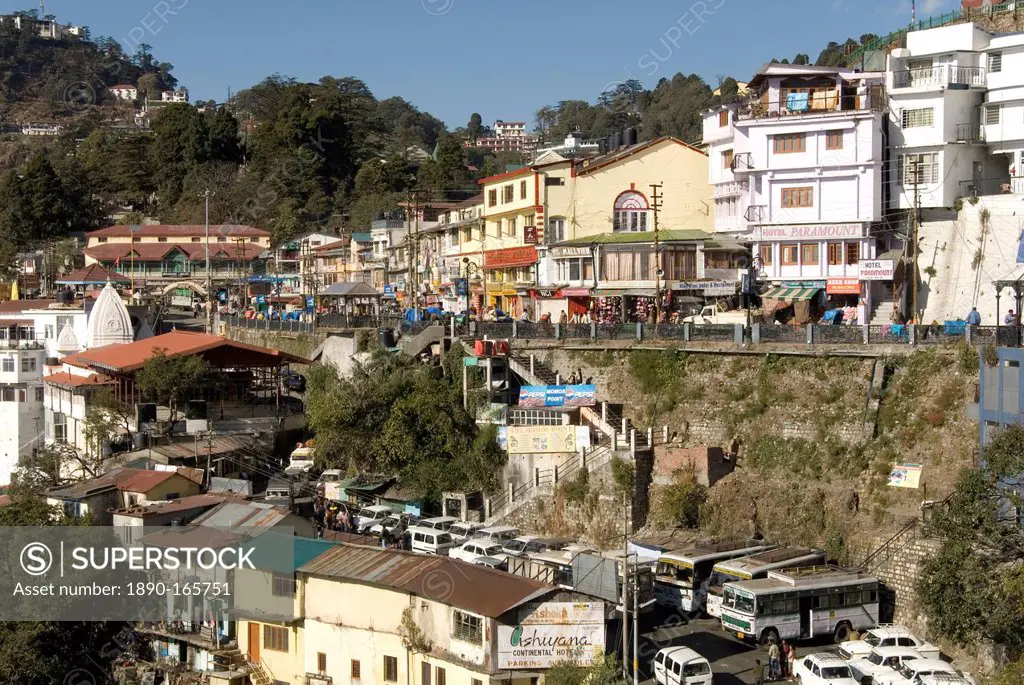 Gandhi Chowk, Mussoorie, hill station above Dehra Dun, Uttarakhand, Garwhal Himalaya, India, Asia