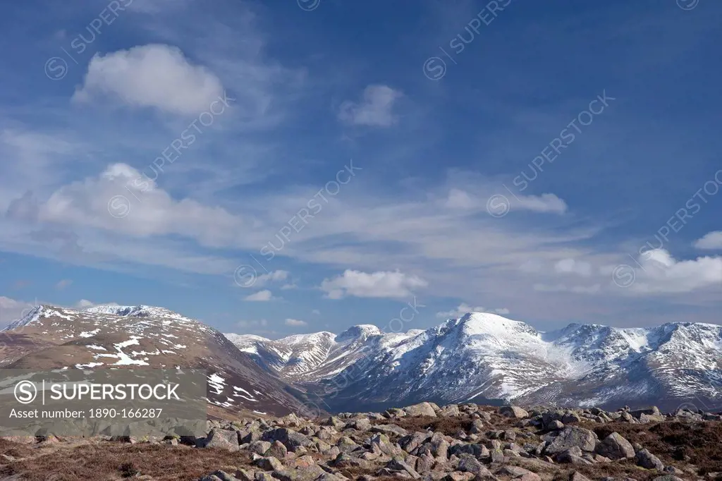 View from Great Borne to Starling Dodd with Great Gable, Pillar and Steeple, Lake District National Park, Cumbria, England, United Kingdom, Europe