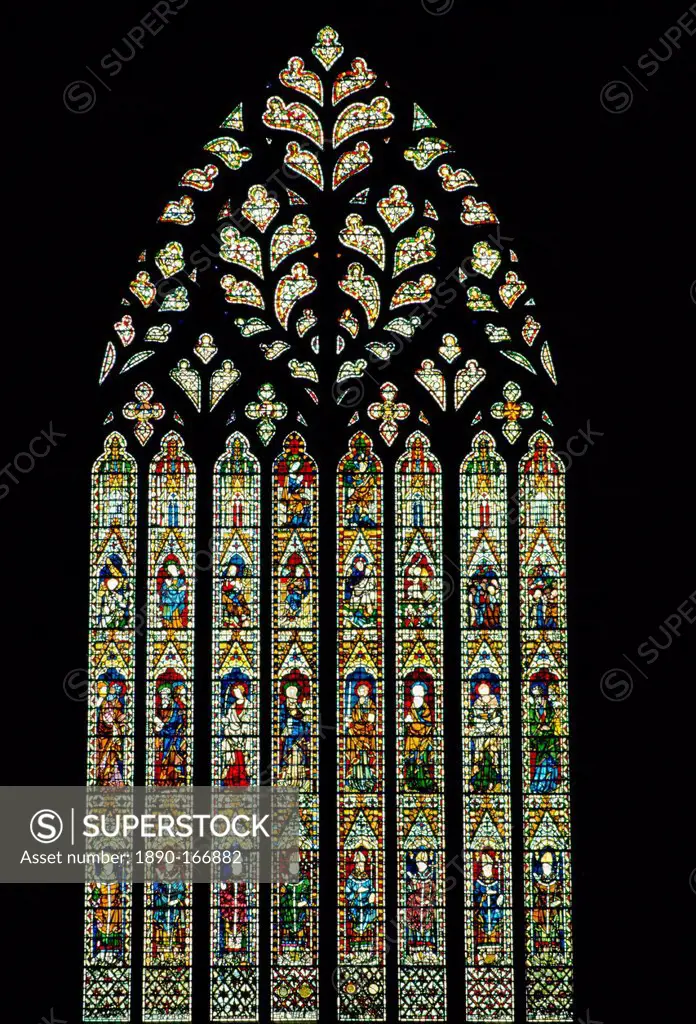 Stained glass window at York Minster Cathedral, York, Northern England, United Kingdom