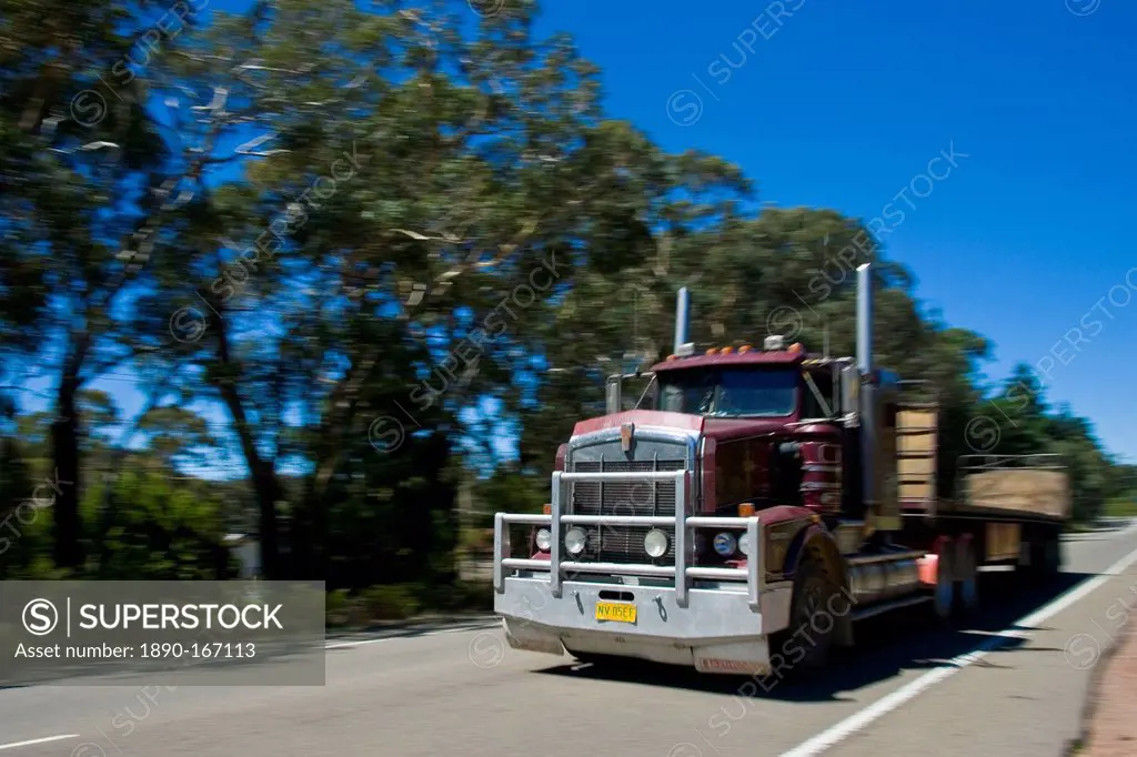 Truck on the Great Western Highway from Sydney to Adelaide, New South Wales, Australia