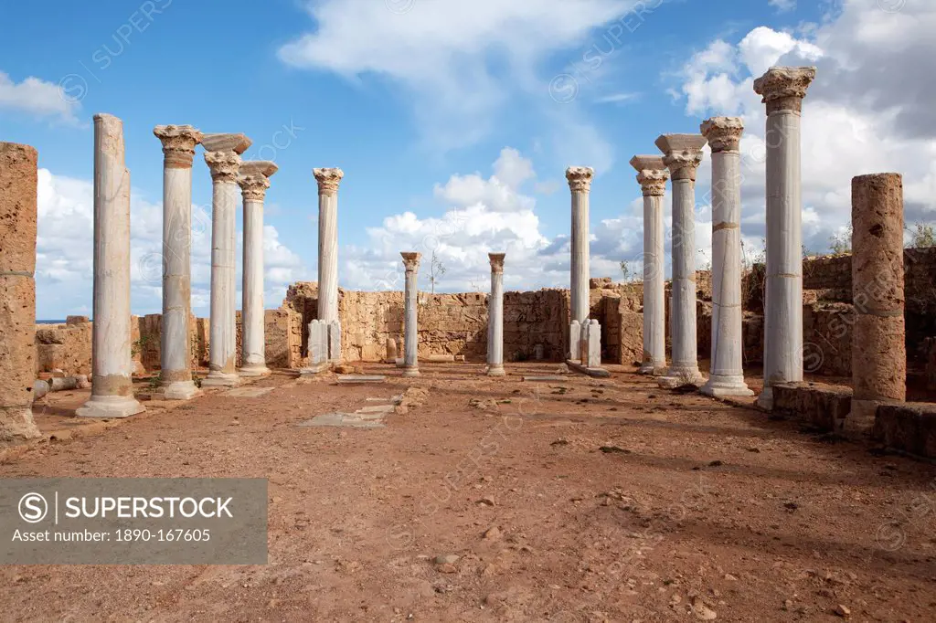 In the central basilica, Apollonia Cyrenaica, Libya, North Africa, Africa