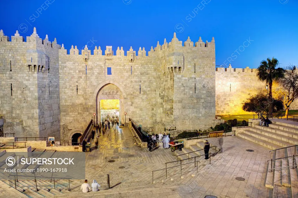 Damascus Gate, Old City, UNESCO World Heritage Site, Jerusalem, Israel, Middle East
