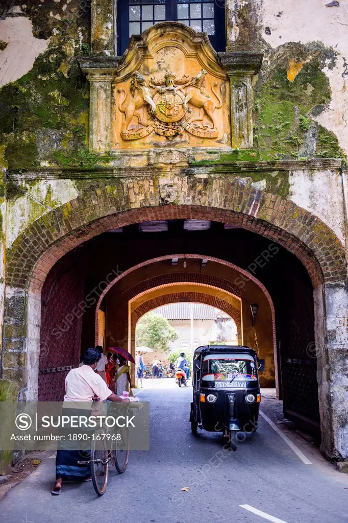 Entrance gate to the Old Town of Galle, UNESCO World Heritage Site on the South Coast of Sri Lanka, Asia