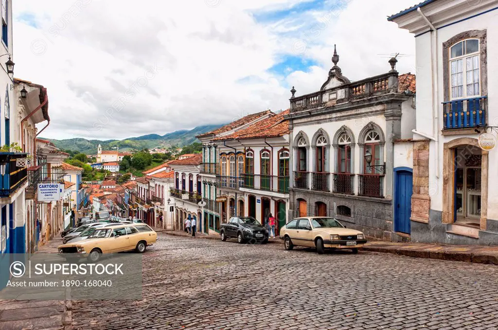 Streets, Ouro Preto, UNESCO World Heritage Site, Minas Gerais, Brazil, South America