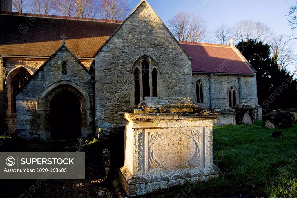 Ancient tomb in St Peter and St Paul Churchyard, Broadwell, The Cotswolds, Oxfordshire, UK