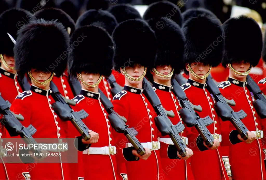 Soldiers parade during Trooping the Colour, London, England, United Kingdom