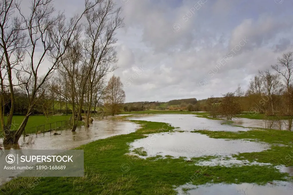 Flooded field in Oxfordshire, The Cotswolds, United Kingdom