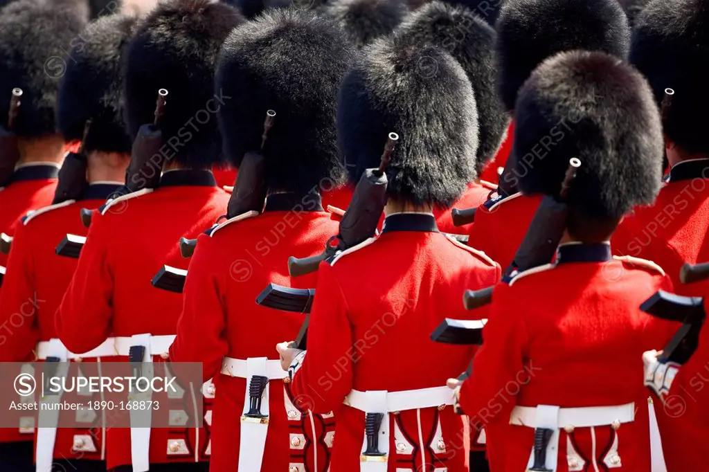 Foot Guards of the Household Division march in Military Parade parade, London, UK