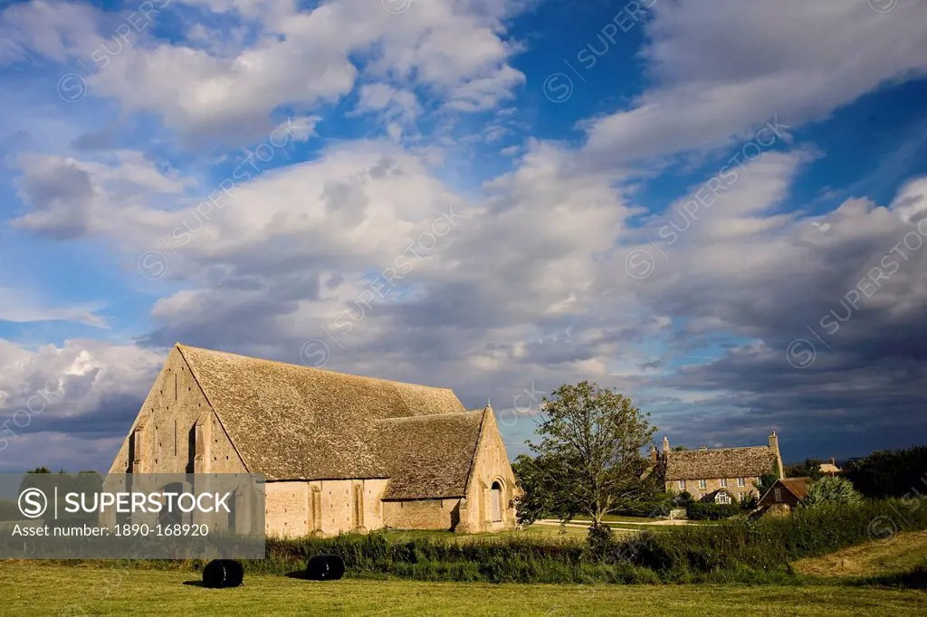 Great Coxwell Barn, built 1300, owned by the National Trust, in The Cotswolds, Oxfordshire, UK