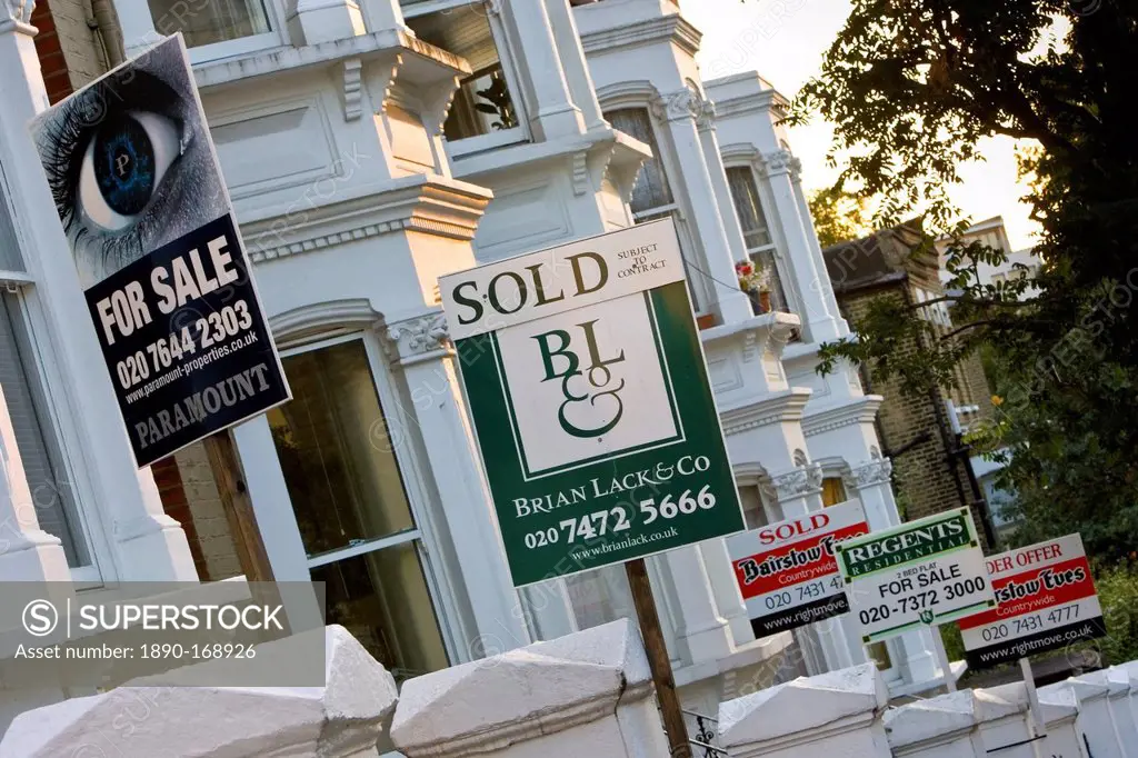 For Sale and Sold signs, West Hampstead, London, United Kingdom