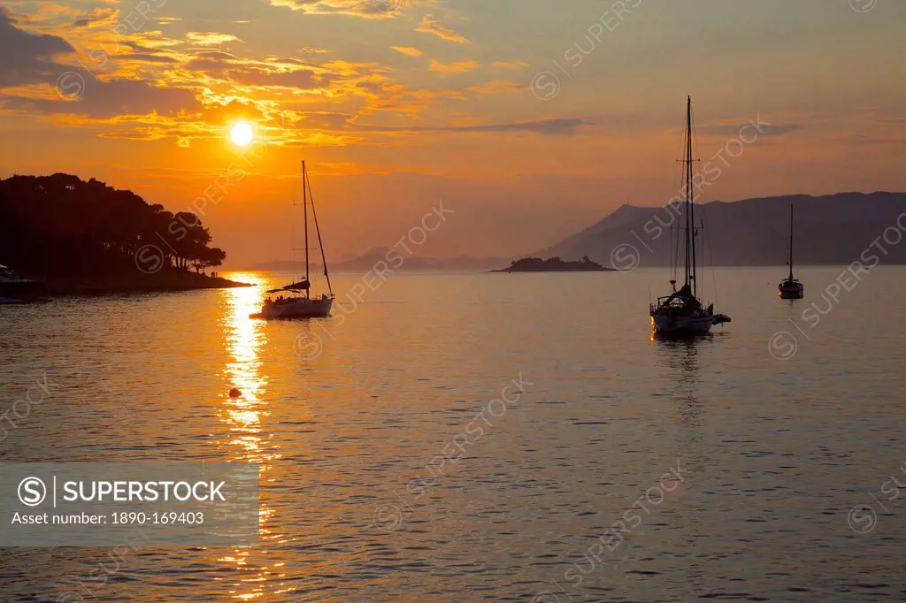 Sunset, Cavtat, Dubrovnik Riviera, Dalmatian Coast, Dalmatia, Croatia, Europe