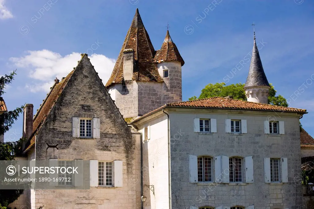 Chateau de Bourdeilles popular tourist destination near Brantome in Northern Dordogne, France
