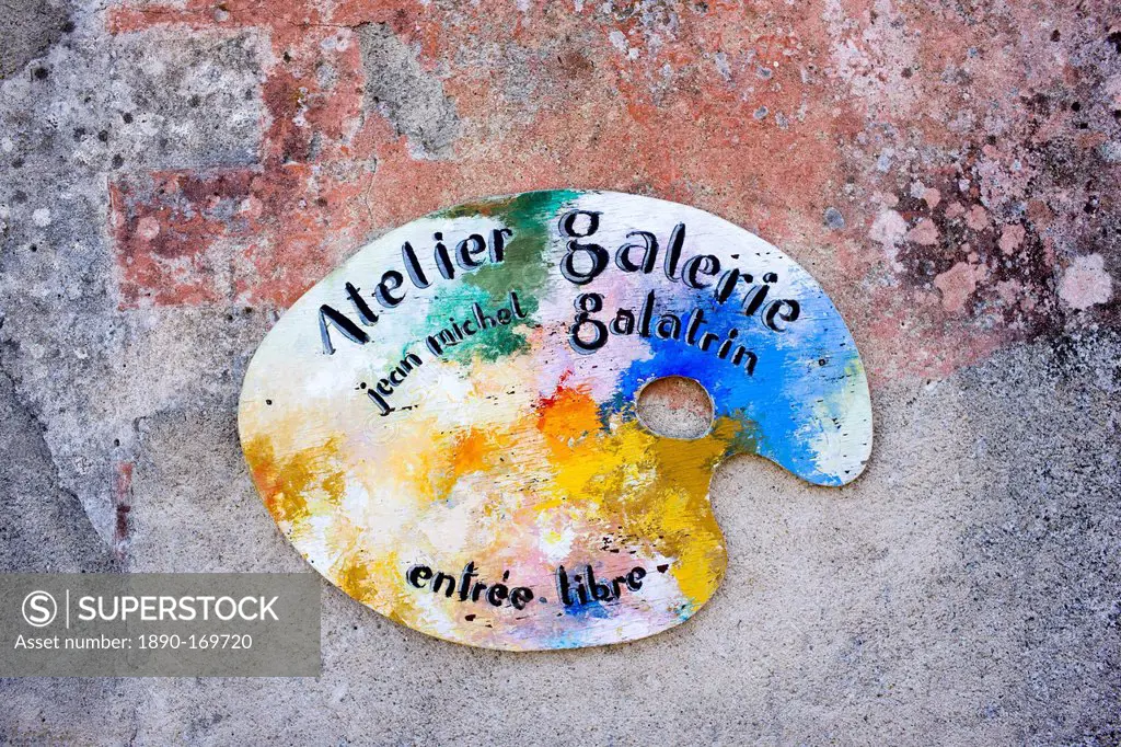 Atelier Galerie Jean Michel Galatrin artisan artist paint palette advertising art gallery in Bourdeilles, Dordogne, France