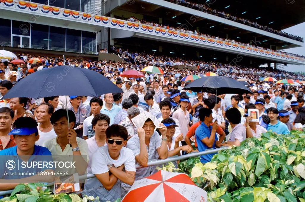 Racegoers at the racecourse in Hong Kong, China