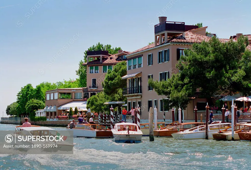 Hotel Cipriani and private dock on Giudecca Island, in Venice, Italy