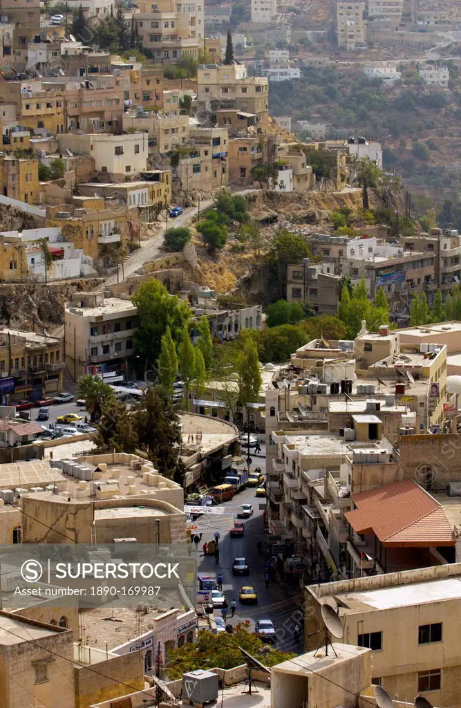 Aerial view of the city of Salt in Jordan