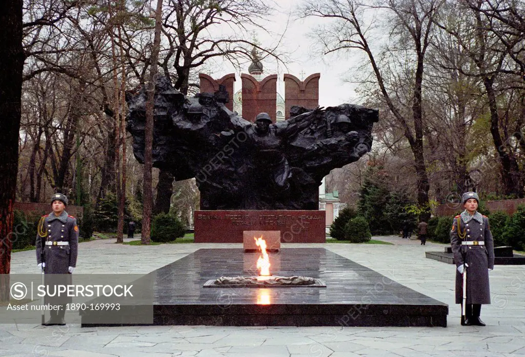 Soviet Monument to World War II heroes in Panfilov Park, Almaty, Kazakstan