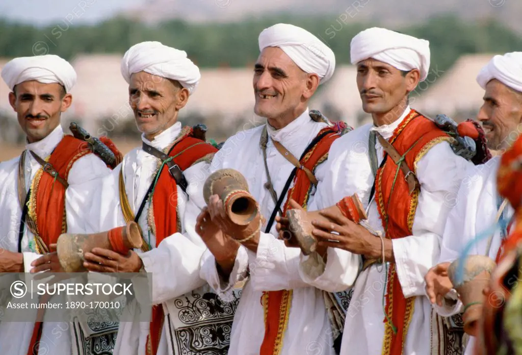Musicians at traditional festival in Marrakesh, Morocco, North Africa