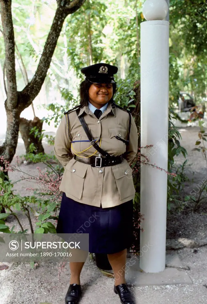 Policewoman in Nauru in the South Pacific