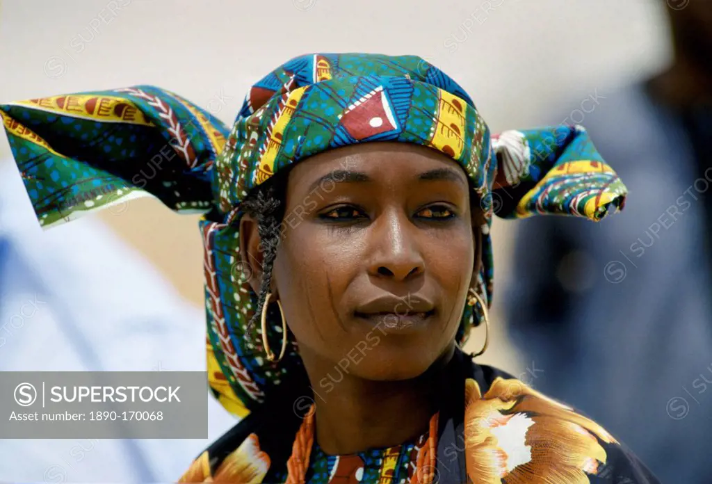 Nigerian woman attending a tribal gathering durbar cultural festival at Maiduguri in Nigeria, West Africa