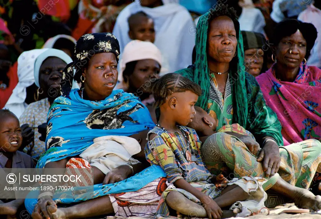Crowd attending tribal gathering durbar cultural event at Maiduguri in Nigeria, West Africa
