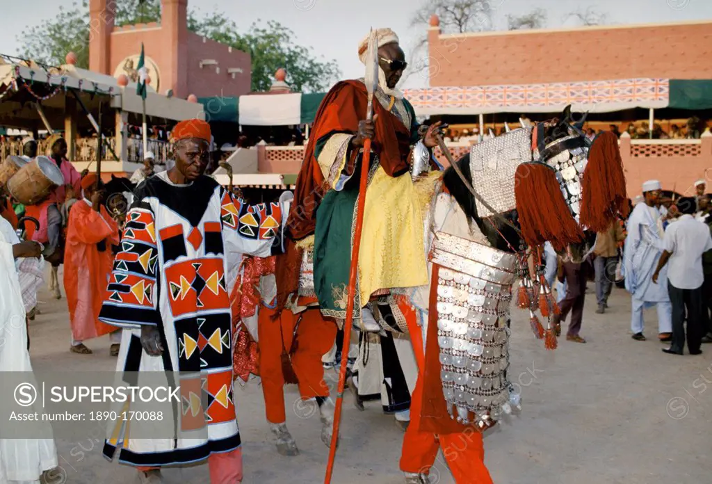 Nigerian chiefs at tribal gathering durbar cultural event at Maiduguri in Nigeria, West Africa