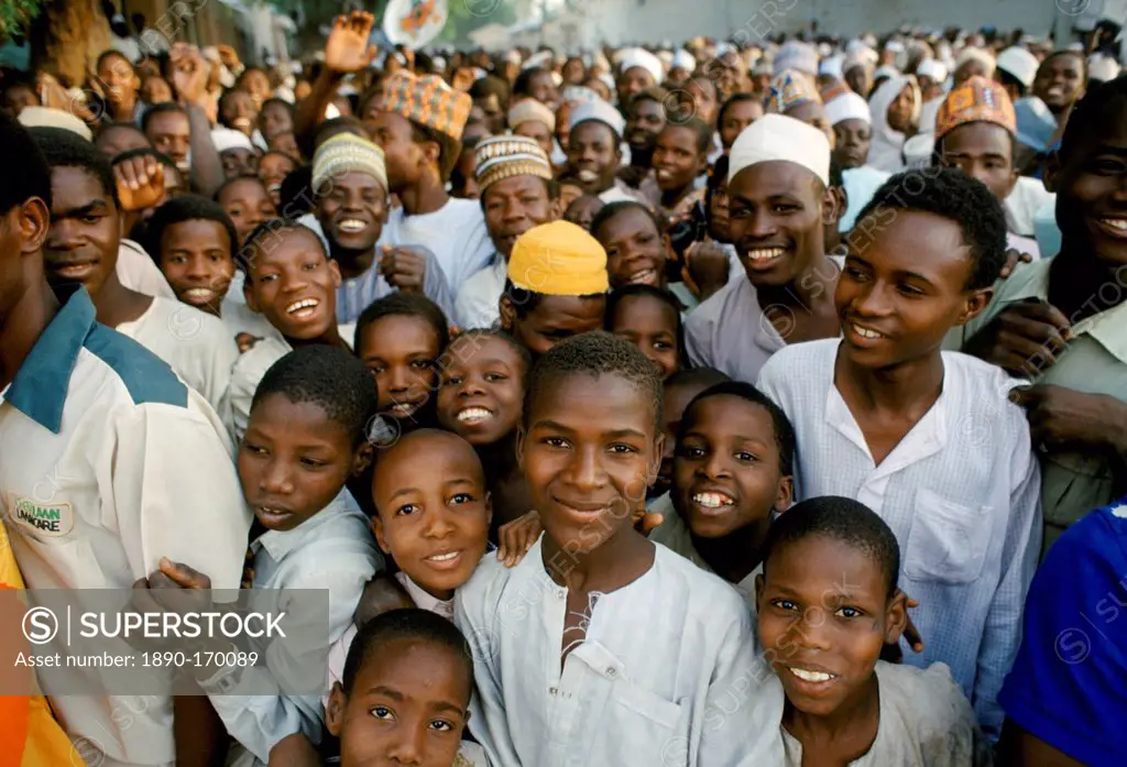 Crowd attending tribal gathering durbar cultural event at Maiduguri in Nigeria, West Africa