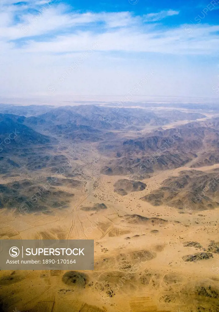 Saudi Arabian desert aerial view