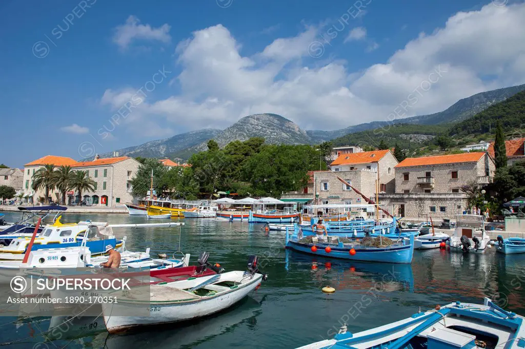 Harbour with fishing boats, Bol, Brac Island, Dalmatian Coast, Croatia, Europe