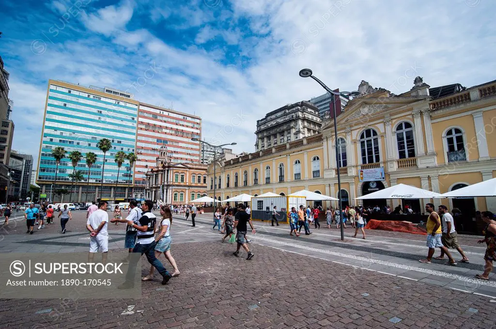 Public market hall in the pedestrian zone in Porto Alegre, Rio Grande do Sul, Brazil, South America