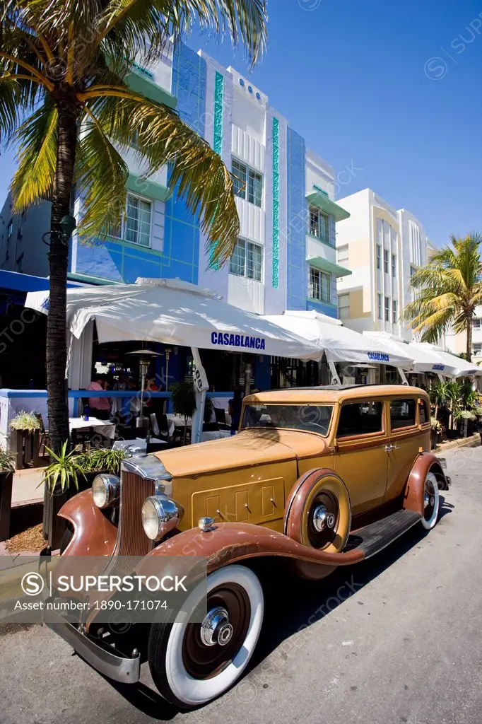 Vintage Packard 1932 Classic sedan automobile by Casablanca at Ocean Drive, South Beach, Miami, Florida, USA