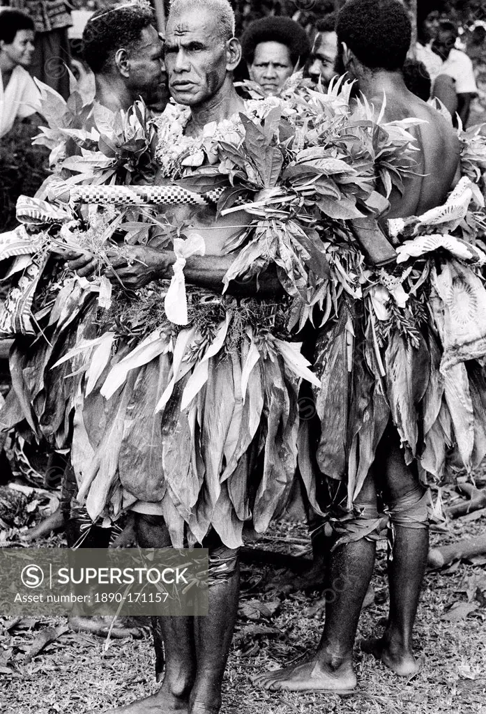Native men at tribal gathering in Fiji, South Pacific
