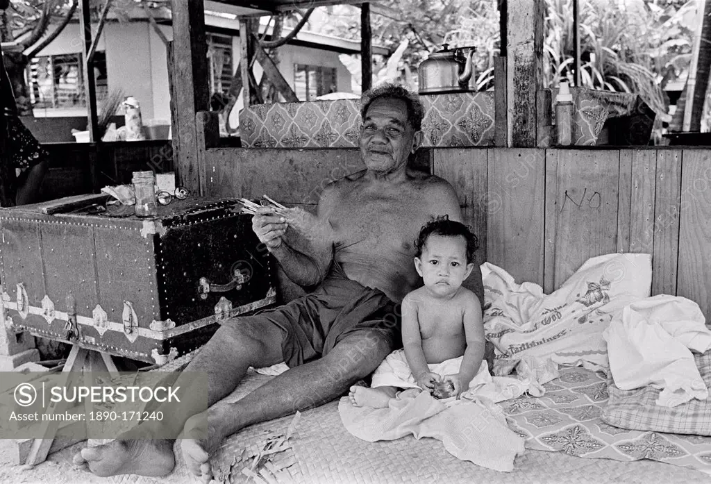 Homelife for a family in a simple shack in Tuvalu, South Pacific