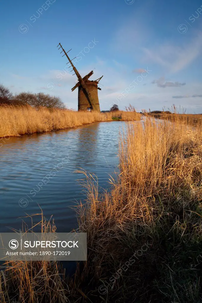 The late18th century Brograve Mill on a winter morning near Horsey, Norfolk, England, United Kingdom, Europe