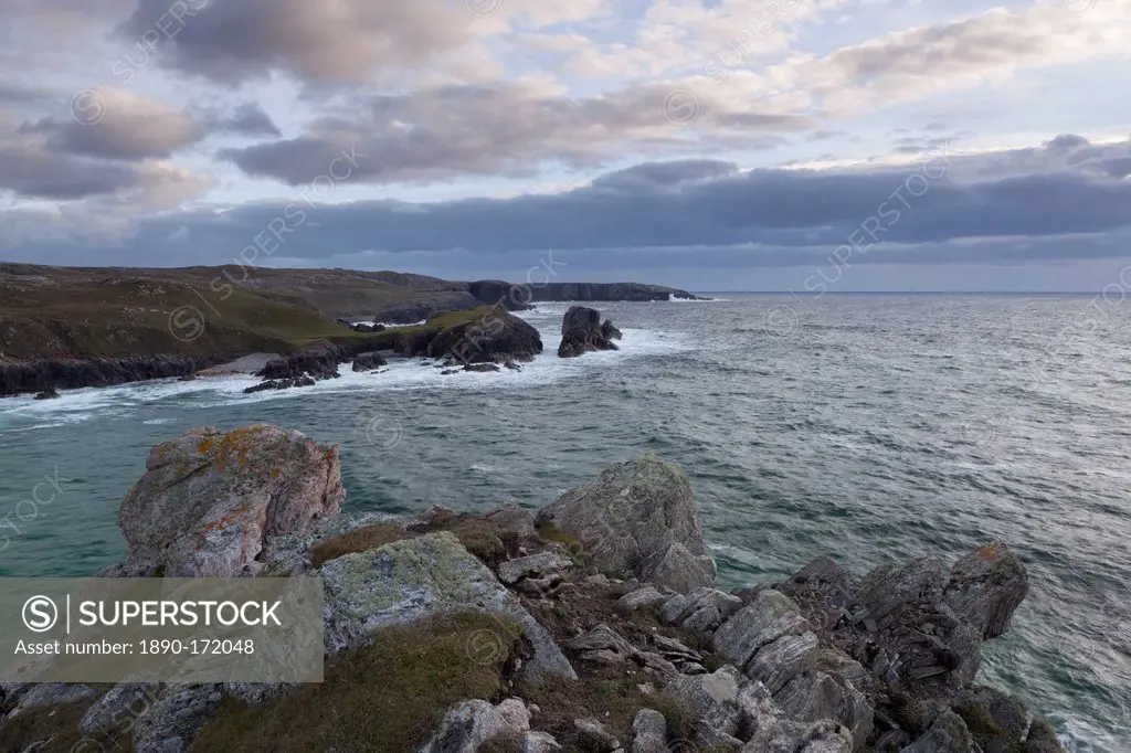A September evening on the cliffs at Mangersta, Isle of Lewis, Outer Hebrides, Scotland, United Kingdom, Europe
