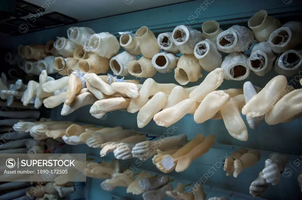 Artificial limbs in a side room of the Nosso Senhor do Bomfim church, Salvador da Bahia, Bahia, Brazil, South America