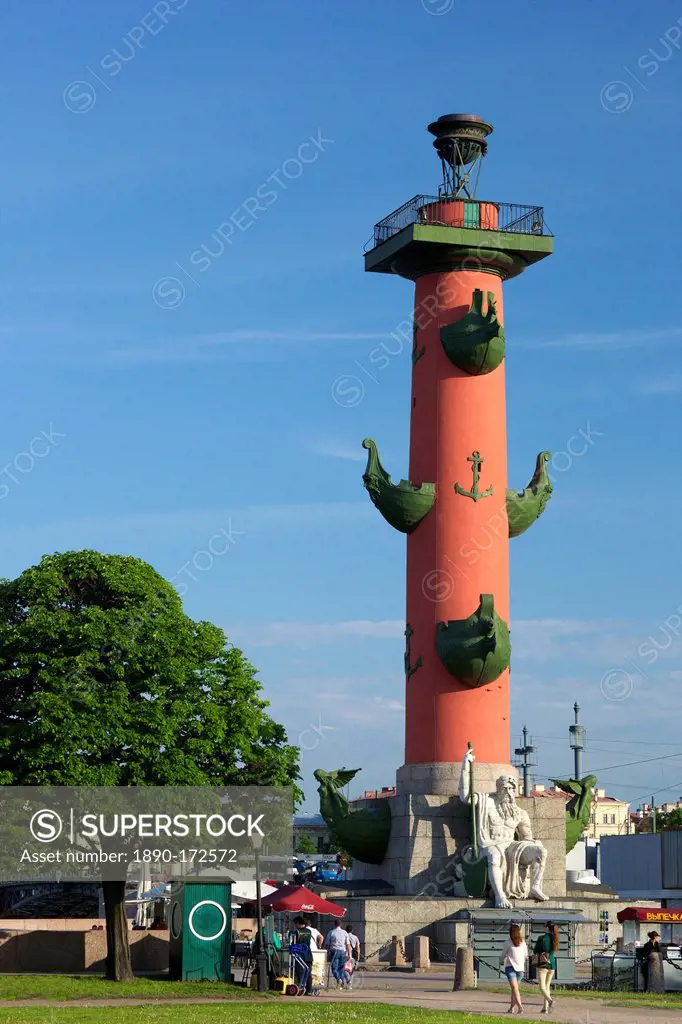 Rostral Column, Strelka of Vasilievsky Island, St. Petersburg, Russia, Europe
