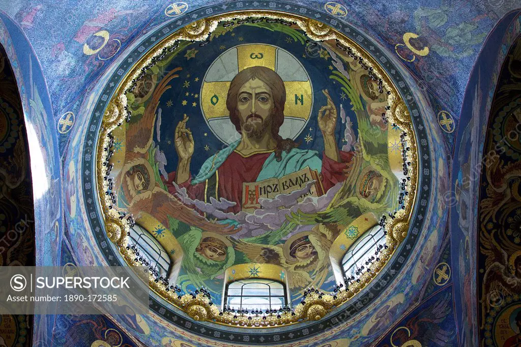 Interior mosaics, Church of the Saviour on Spilled Blood (Church of Resurrection), UNESCO World Heritage Site, St. Petersburg, Russia, Europe