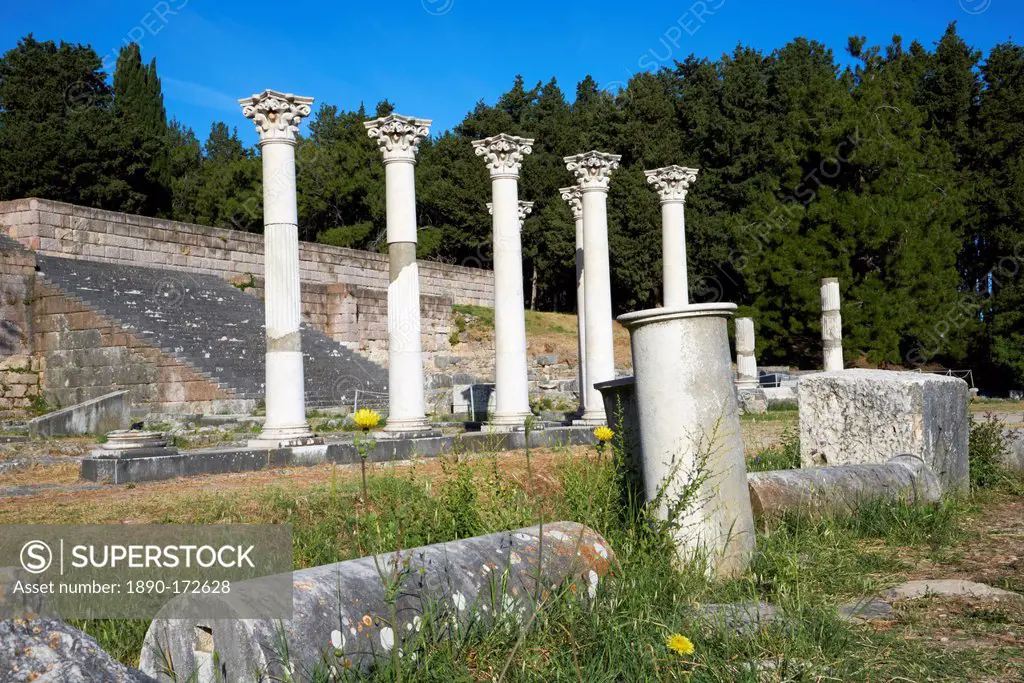 Columns in the ancient Greek city of Asklepieion, Kos, Dodecanese, Greek Islands, Greece, Europe